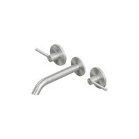 QuadroDesign FFQT 2110VAS Смеситель для раковины на 3 отверстия из стены с запорными вентилями, цвет Brushed Stainless Steel