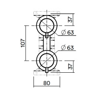 QuadroDesign SOURCE IN047AS Встр. часть смесителя из стены с переключателем на 2 потребителя, Steel